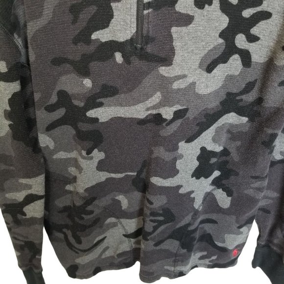 Polo Ralph Lauren Mens M Gray Camo Long Sleeve 1/4 - Picture 3 of 8